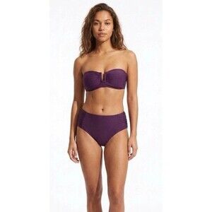 Dkny Women's High Waisted Shirred Bikini Set Size Large NWT $ 140